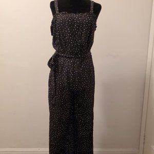 Black Polka Dot Belted Jumpsuit (US M)